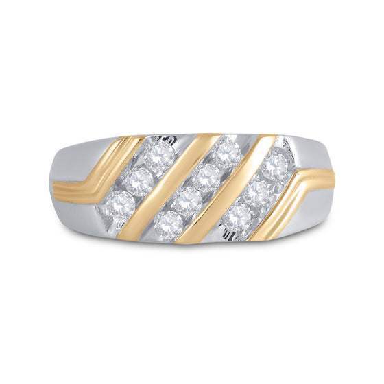 10k Two-tone Gold Mens Round Diamond Wedding Band Ring 1/2 Cttw