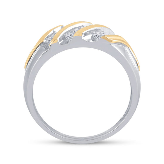 10k Two-tone Gold Mens Round Diamond Wedding Band Ring 1/2 Cttw