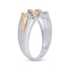 10k Two-tone Gold Mens Round Diamond Wedding Band Ring 1/2 Cttw
