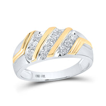 10k Two-tone Gold Mens Round Diamond Wedding Band Ring 1/2 Cttw
