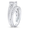 10k White Gold Diamond Princess Bridal Wedding Ring Band Set 7/8 Cttw