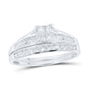 10k White Gold Diamond Princess Bridal Wedding Ring Band Set 7/8 Cttw