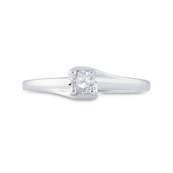 10k White Gold Womens Round Diamond Solitaire Promise Ring 1/8 Cttw