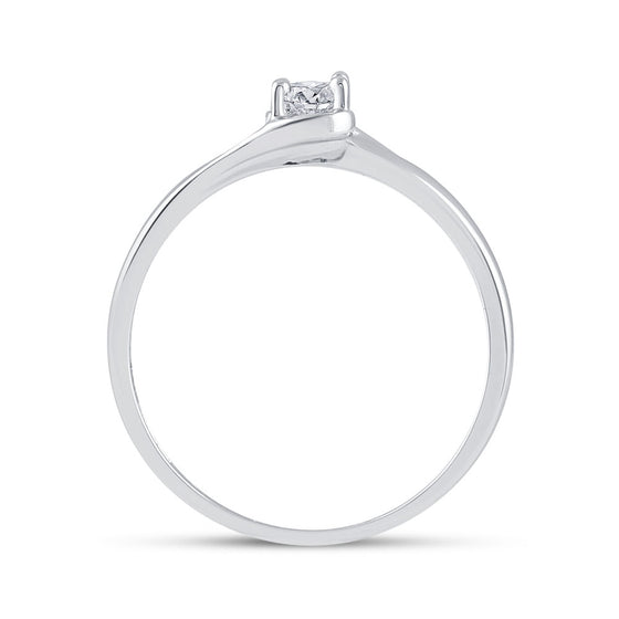 10k White Gold Womens Round Diamond Solitaire Promise Ring 1/8 Cttw