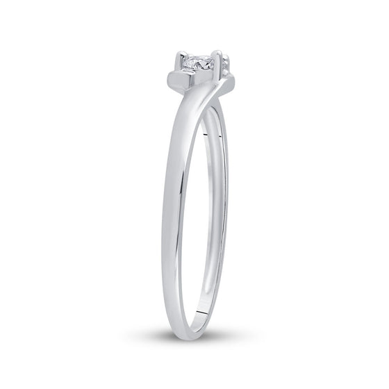10k White Gold Womens Round Diamond Solitaire Promise Ring 1/8 Cttw
