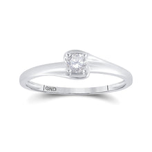 10k White Gold Womens Round Diamond Solitaire Promise Ring 1/8 Cttw