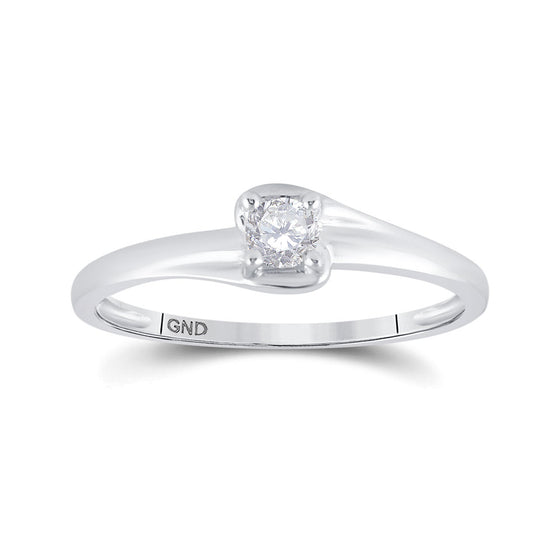 10k White Gold Womens Round Diamond Solitaire Promise Ring 1/8 Cttw