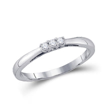  10k White Gold Round Diamond 3-stone Bridal Wedding Engagement Ring 1/20 Cttw