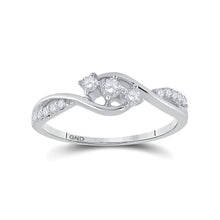  10k White Gold Womens Round Diamond 3-stone Promise Ring 1/5 Cttw