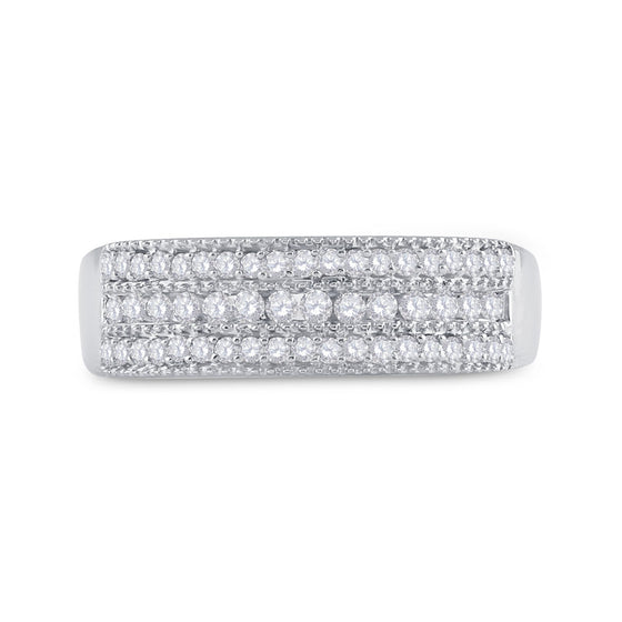 10k White Gold Womens Round Diamond Band Ring 1/3 Cttw
