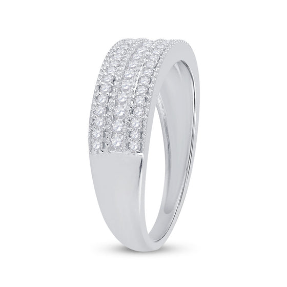 10k White Gold Womens Round Diamond Band Ring 1/3 Cttw