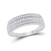 10k White Gold Womens Round Diamond Band Ring 1/3 Cttw