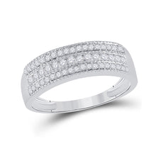  10k White Gold Womens Round Diamond Band Ring 1/3 Cttw