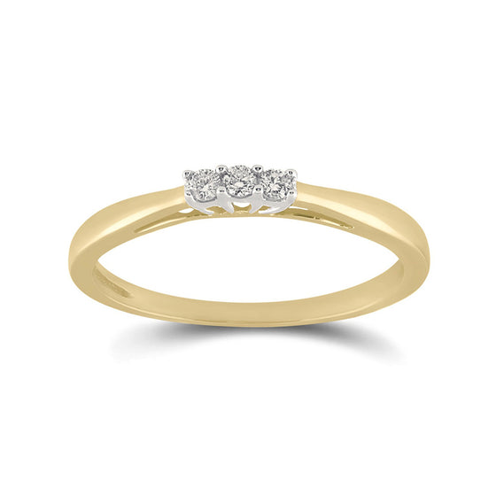 10k Yellow Gold Round Diamond 3-stone Bridal Wedding Engagement Ring 1/20 Cttw