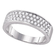  10k White Gold Womens Round Diamond Pave Band Ring 1/2 Cttw