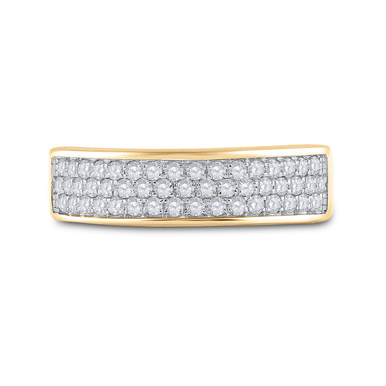 10k Yellow Gold Womens Round Diamond Pave Band Ring 1/2 Cttw