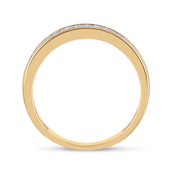 10k Yellow Gold Womens Round Diamond Pave Band Ring 1/2 Cttw