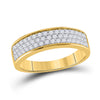 10k Yellow Gold Womens Round Diamond Pave Band Ring 1/2 Cttw