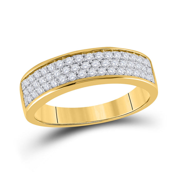 10k Yellow Gold Womens Round Diamond Pave Band Ring 1/2 Cttw