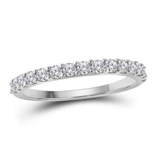  10k White Gold Womens Round Diamond Wedding Single Row Band 1/2 Cttw