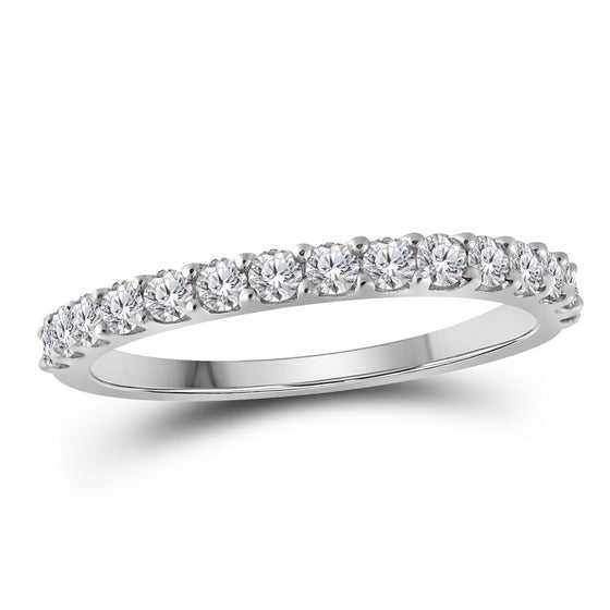 10k White Gold Womens Round Diamond Wedding Single Row Band 1/2 Cttw