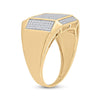 10k Yellow Gold Mens Round Diamond Square Ring 3/8 Cttw