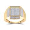 10k Yellow Gold Mens Round Diamond Square Ring 3/8 Cttw