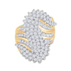 10k Yellow Gold Womens Round Diamond Cluster Ring 2 Cttw