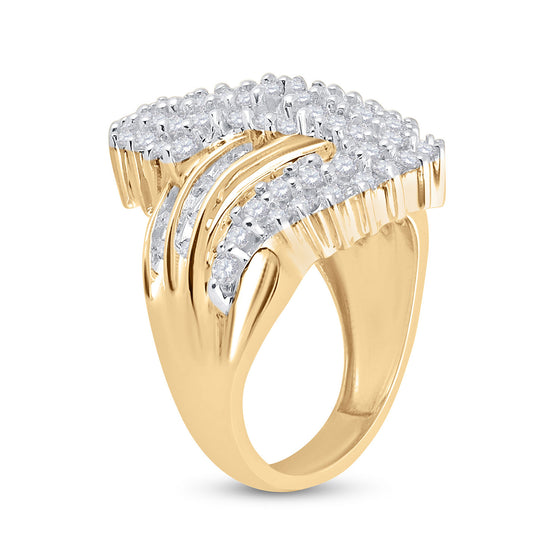 10k Yellow Gold Womens Round Diamond Cluster Ring 2 Cttw