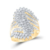 10k Yellow Gold Womens Round Diamond Cluster Ring 2 Cttw