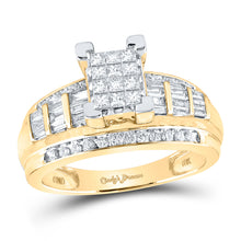  10k Yellow Gold Princess Diamond Cluster Bridal Wedding Engagement Ring 7/8 Cttw