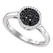  10k White Gold Womens Black Color Enhanced Diamond Halo Cluster Ring 1/4 Cttw