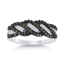  Sterling Silver Womens Round Brown Diamond Band Ring 1/2 Cttw