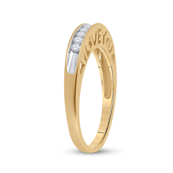 10k Yellow Gold Womens Round Diamond I Love You Band 1/5 Cttw