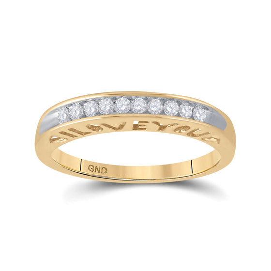 10k Yellow Gold Womens Round Diamond I Love You Band 1/5 Cttw