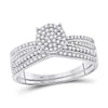 10k White Gold Round Diamond Bridal Wedding Ring Band Set 1/3 Cttw