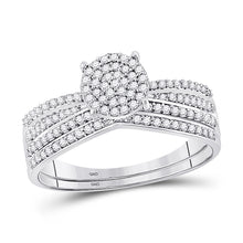  10k White Gold Round Diamond Bridal Wedding Ring Band Set 1/3 Cttw