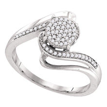  Sterling Silver Round Diamond Cluster Bridal Wedding Engagement Ring 1/5 Cttw