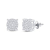 10k White Gold Womens Round Diamond Circle Cluster Earrings 1/4 Cttw