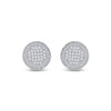 Sterling Silver Round Diamond Disk Circle Earrings 1/6 Cttw