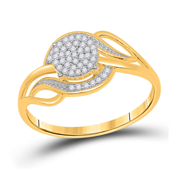 10k Yellow Gold Womens Round Diamond Cluster Ring 1/6 Cttw