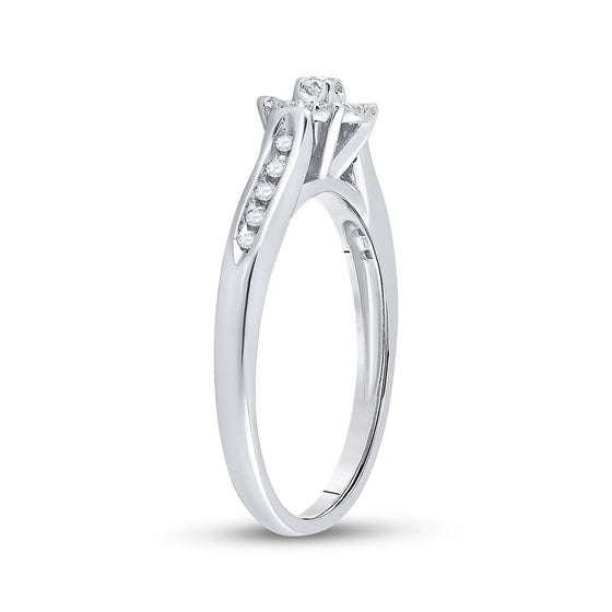 14k White Gold Round Diamond Solitaire Bridal Wedding Engagement Ring 1/8 Cttw