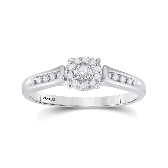 14k White Gold Round Diamond Solitaire Bridal Wedding Engagement Ring 1/8 Cttw
