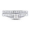 10k White Gold Princess Diamond Bridal Wedding Ring Band Set 1/2 Cttw