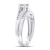 10k White Gold Princess Diamond Bridal Wedding Ring Band Set 1/2 Cttw