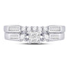 10k White Gold Princess Diamond Bridal Wedding Ring Band Set 3/8 Cttw