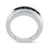 10k White Gold Mens Round Black Color Enhanced Diamond Band Ring 1 Cttw