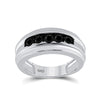 10k White Gold Mens Round Black Color Enhanced Diamond Band Ring 1 Cttw