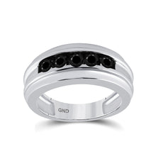  10k White Gold Mens Round Black Color Enhanced Diamond Band Ring 1 Cttw