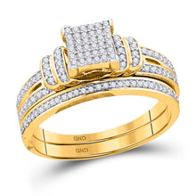  10k Yellow Gold Round Diamond Bridal Wedding Ring Band Set 1/3 Cttw